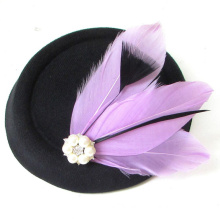 Light Purple Black Feather Pillbox Hat Fascinator Headpiece Hair Vtg Silver